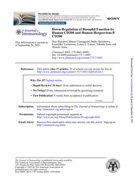 CD200 Human CD200 and Human Herpesvirus-8 Down-Regulation Of