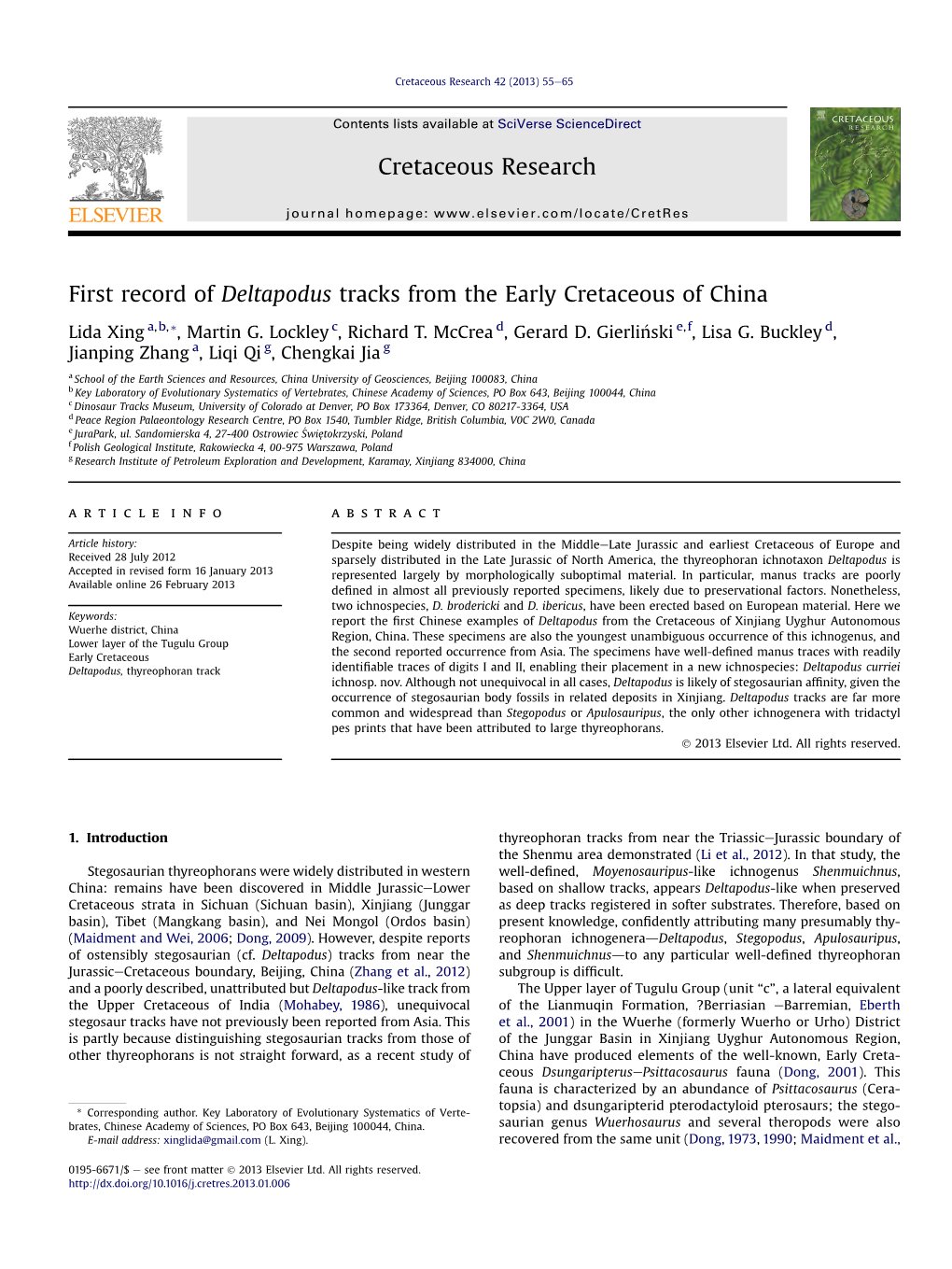 First Record of Deltapodus Tracks from the Early Cretaceous of China