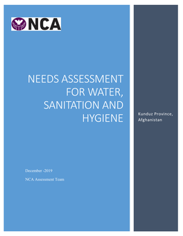 Needs Assessment for Water, Sanitation and Hygiene