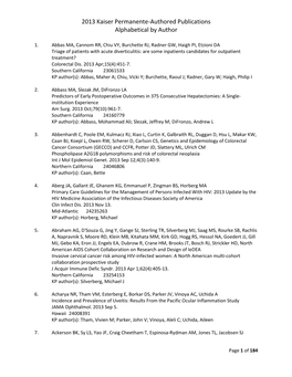 2013 Kaiser Permanente-Authored Publications Alphabetical by Author