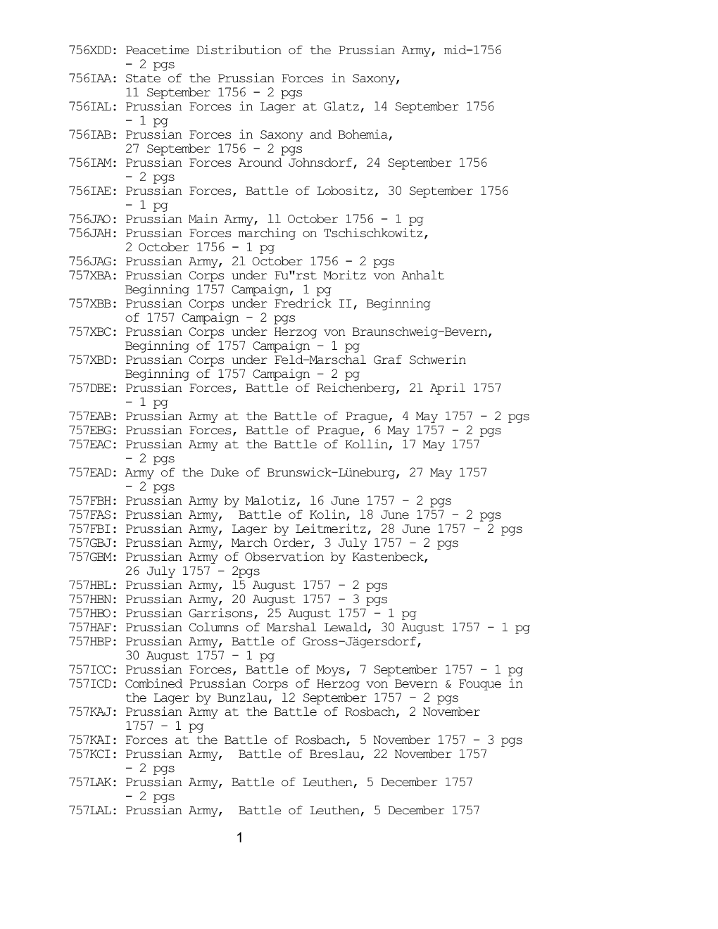 State of the Prussian Forces in Saxony, 11 Sept