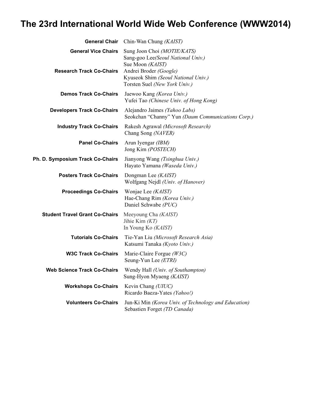 The 23Rd International World Wide Web Conference (WWW2014)