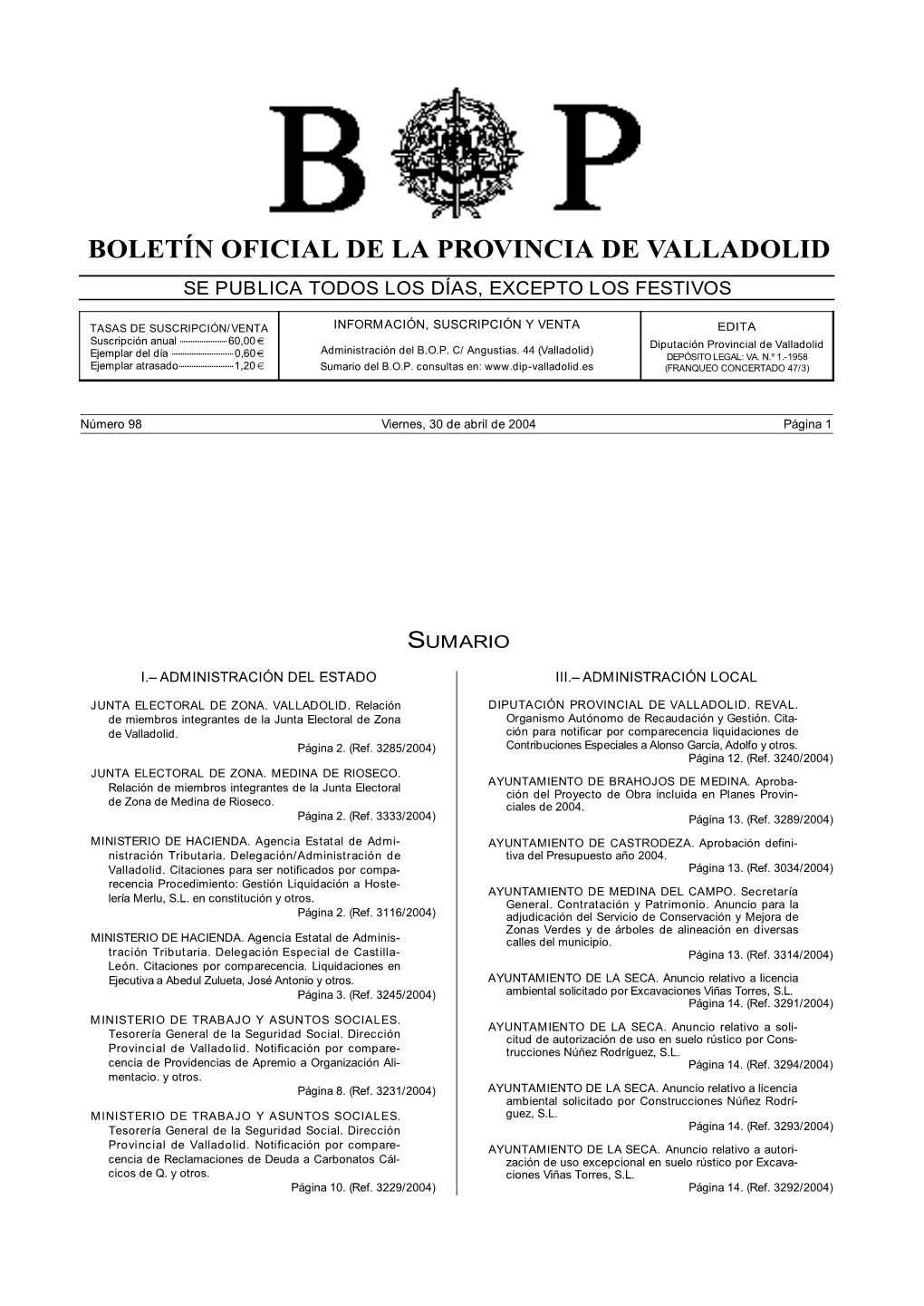 Boletín Oficial De La Provincia De Valladolid