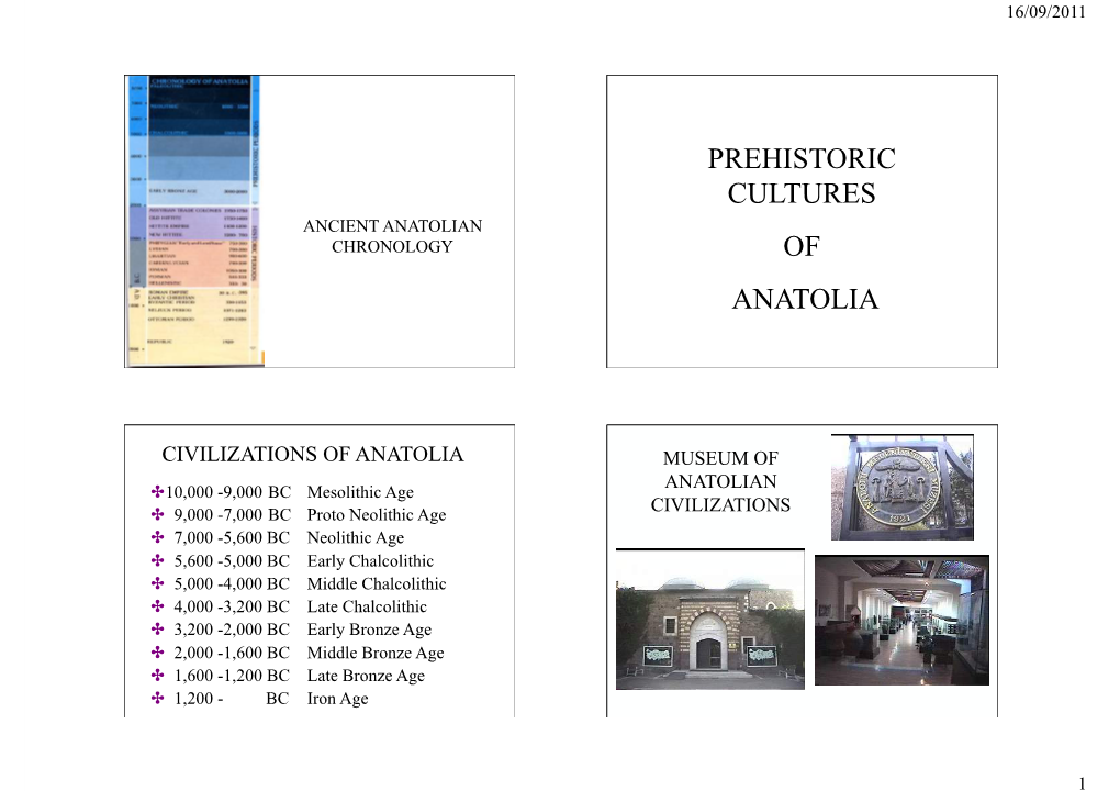 Prehistoric Cultures of Anatolia