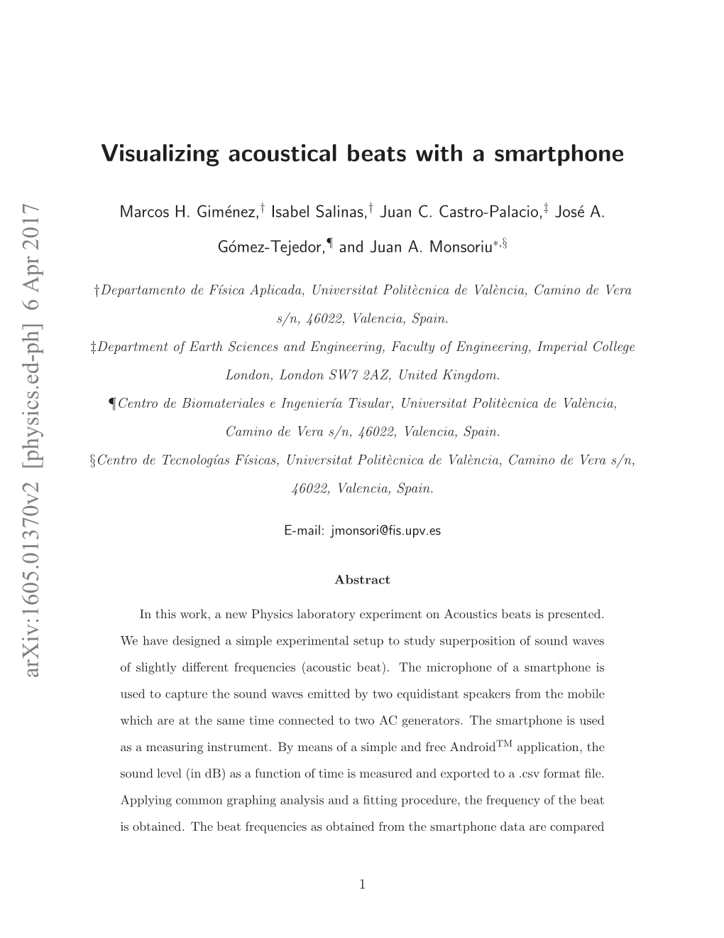 Visualizing Acoustical Beats with a Smartphones