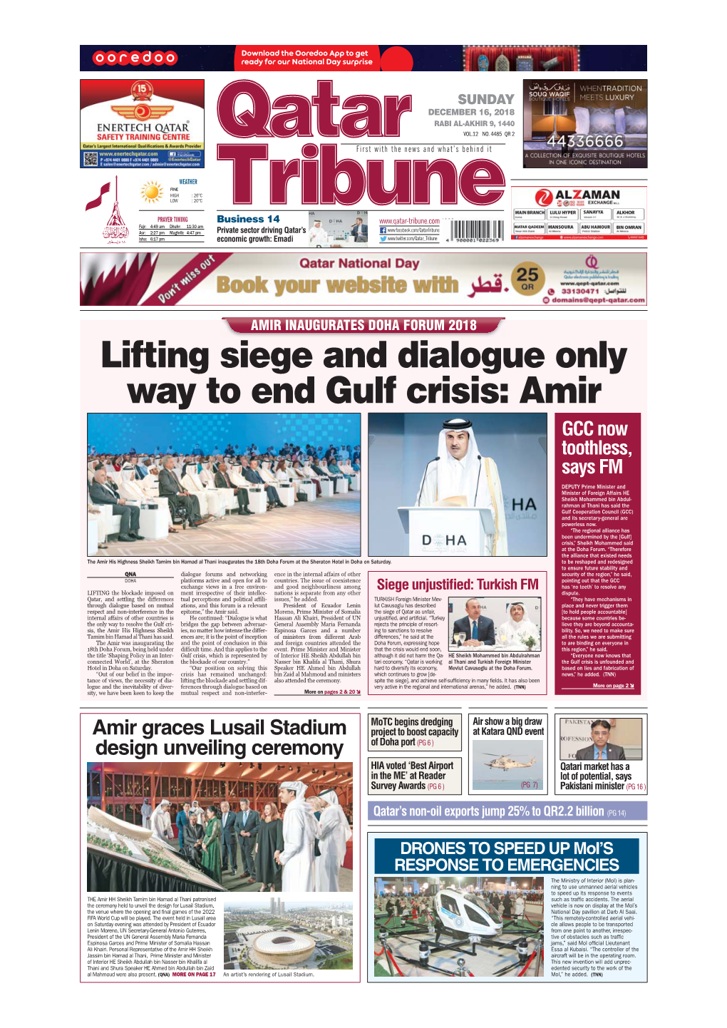 Lifting Siege and Dialogue Only Way to End Gulf Crisis: Amir GCC Now Toothless, Says FM