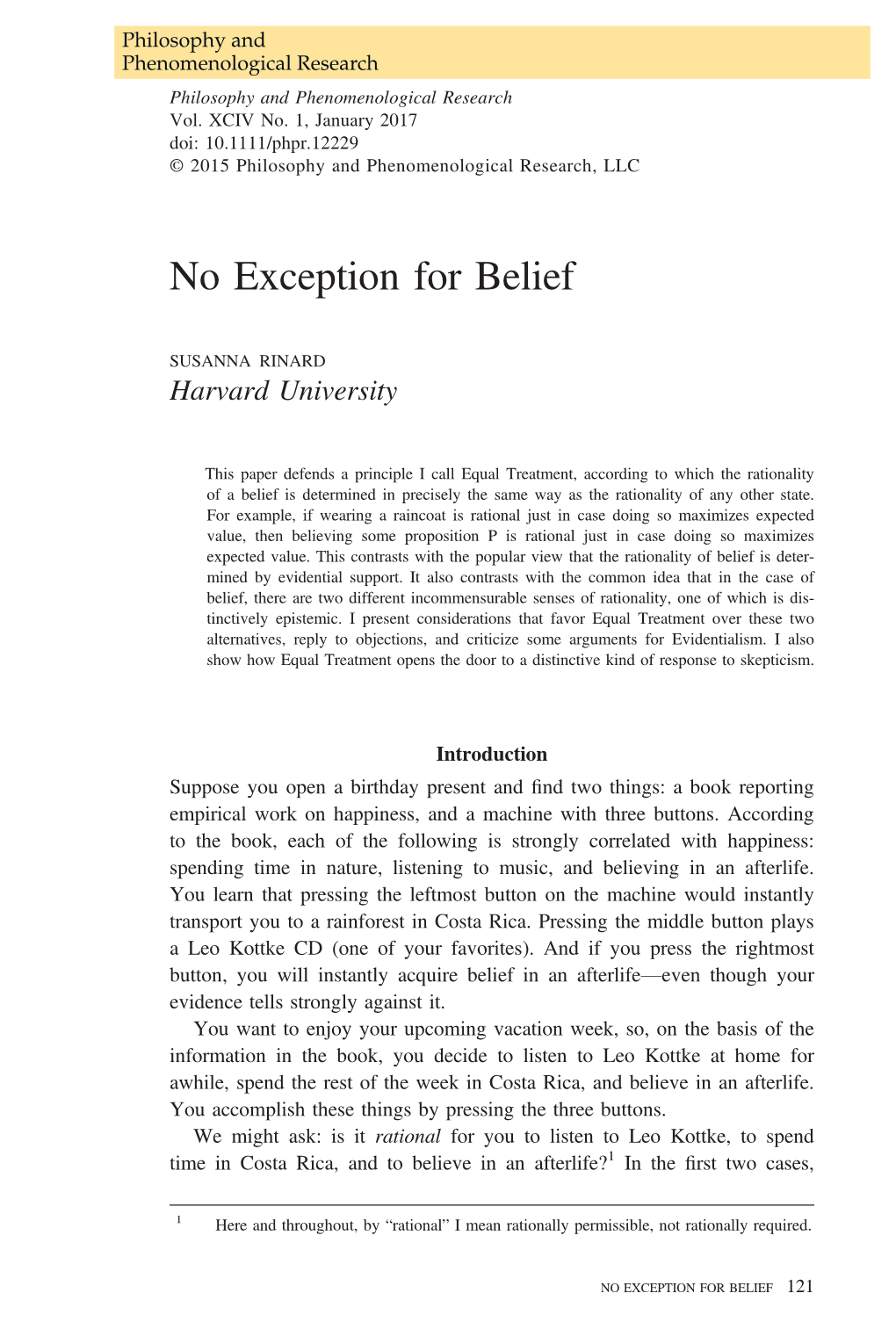 No Exception for Belief