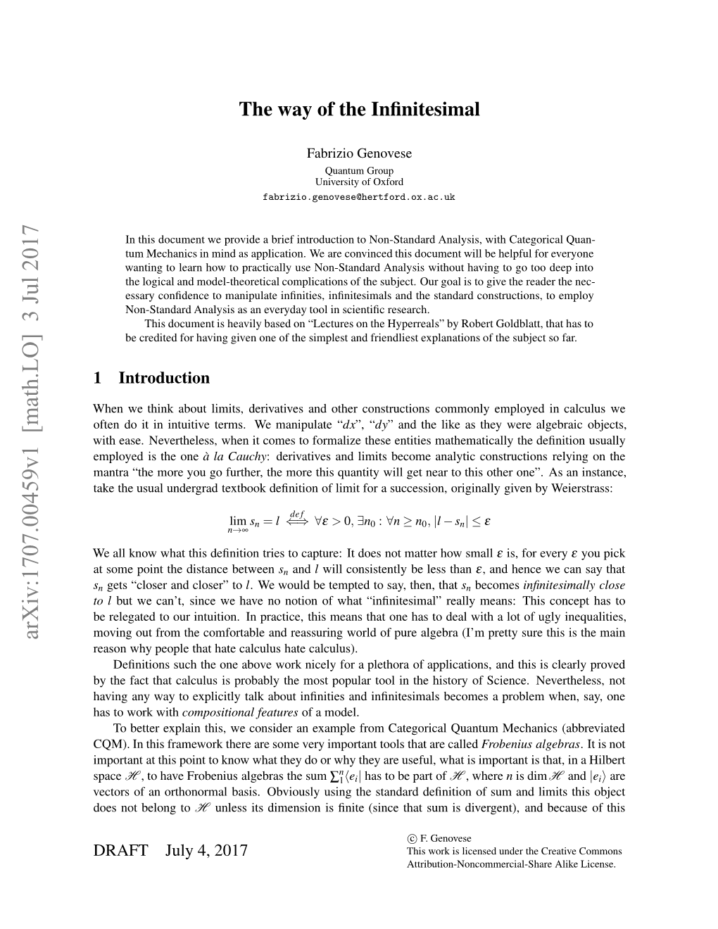 The Way of the Infinitesimal