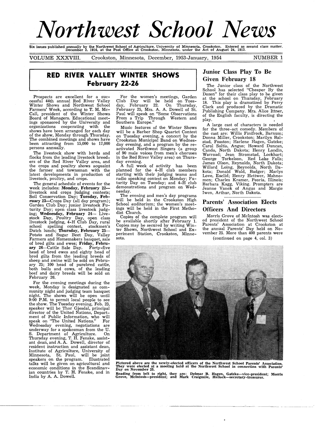 Northwest School News 1953-1954 Vol 38 No 1 December-January