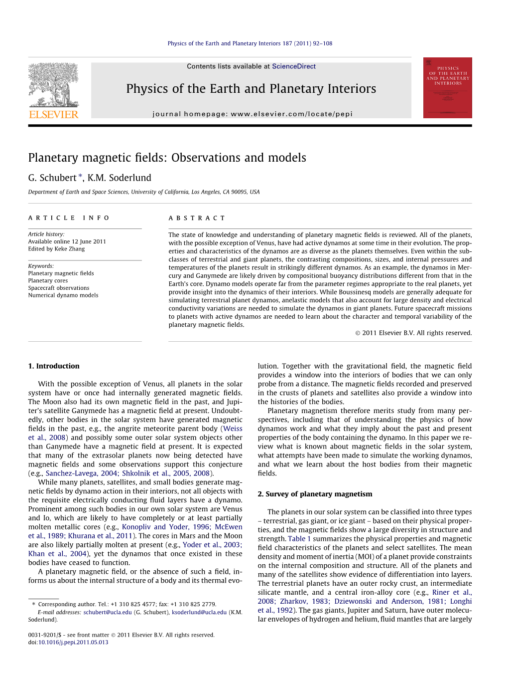 Planetary Magnetic Fields: Observations and Models