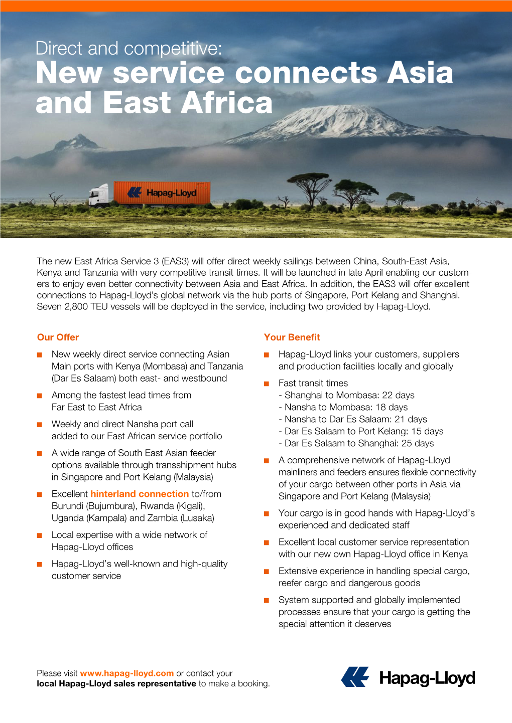 New Service Connects Asia and East Africa