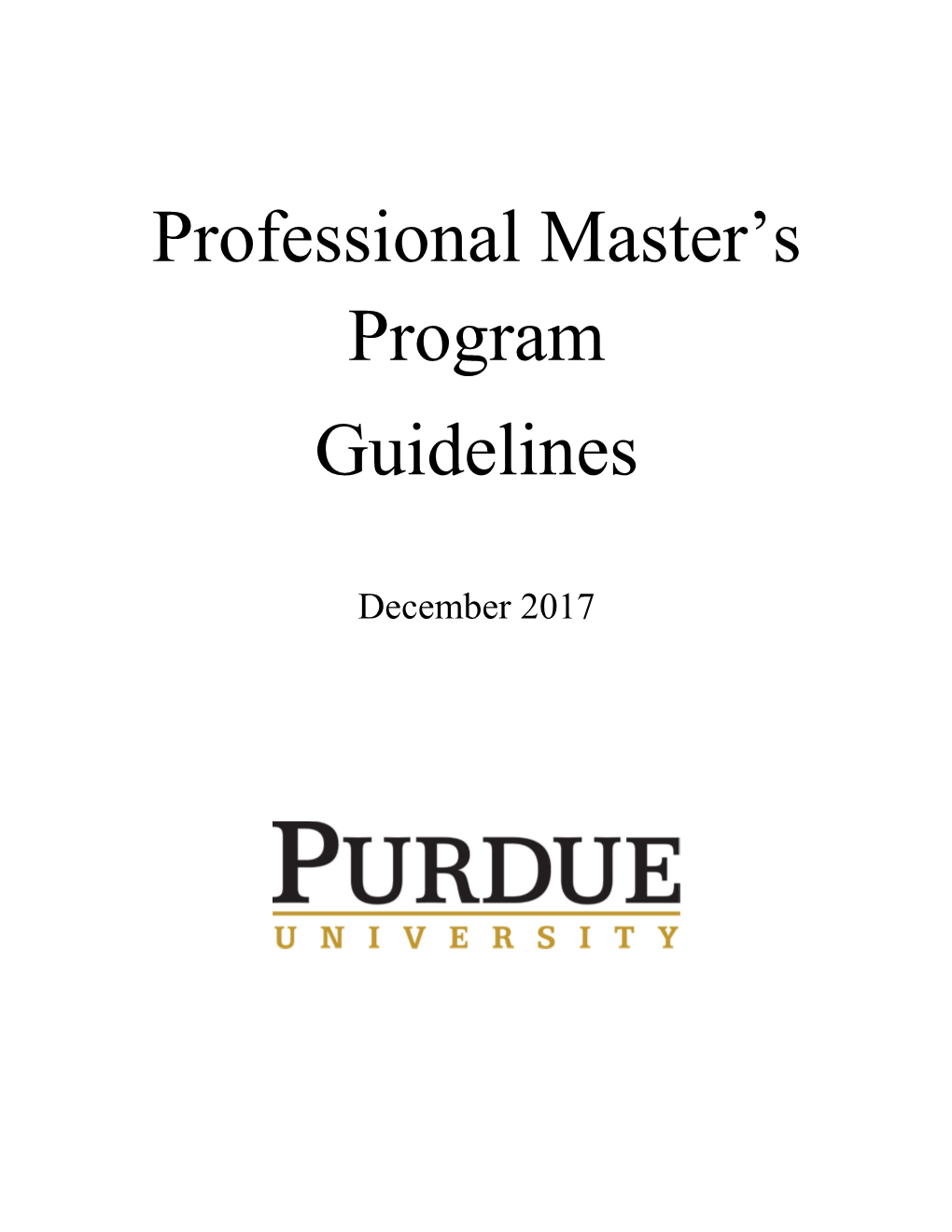 Professional Master's Program Guidelines