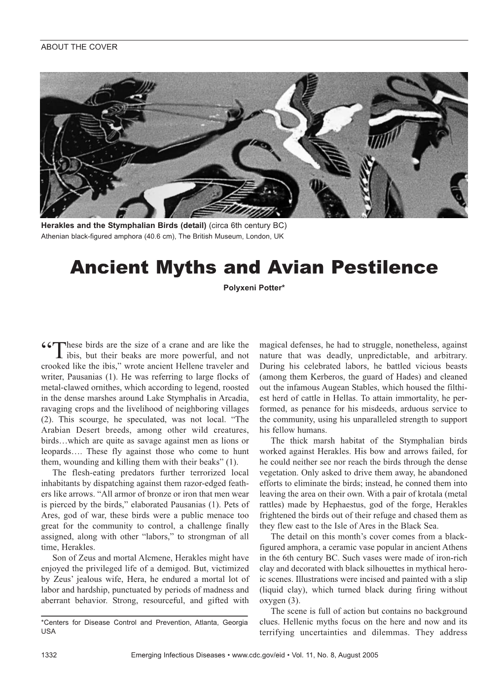 Ancient Myths and Avian Pestilence Polyxeni Potter*