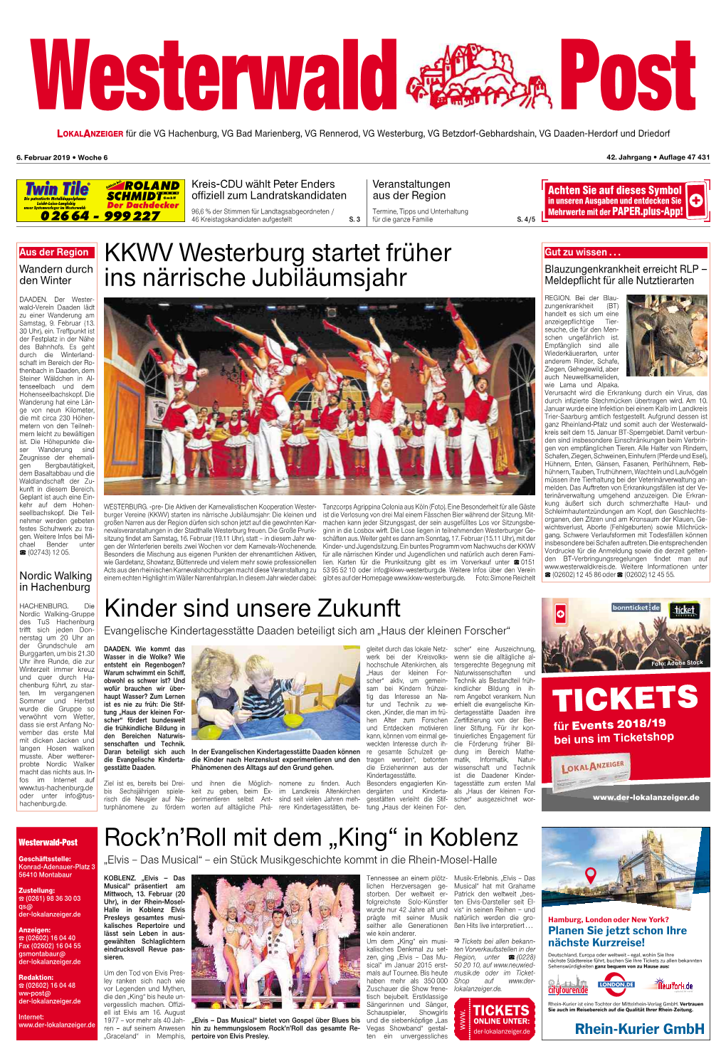 Westerwald Post LOKALANZEIGER Für Die VG Hachenburg, VG Bad Marienberg, VG Rennerod, VG Westerburg, VG Betzdorf-Gebhardshain, VG Daaden-Herdorf Und Driedorf