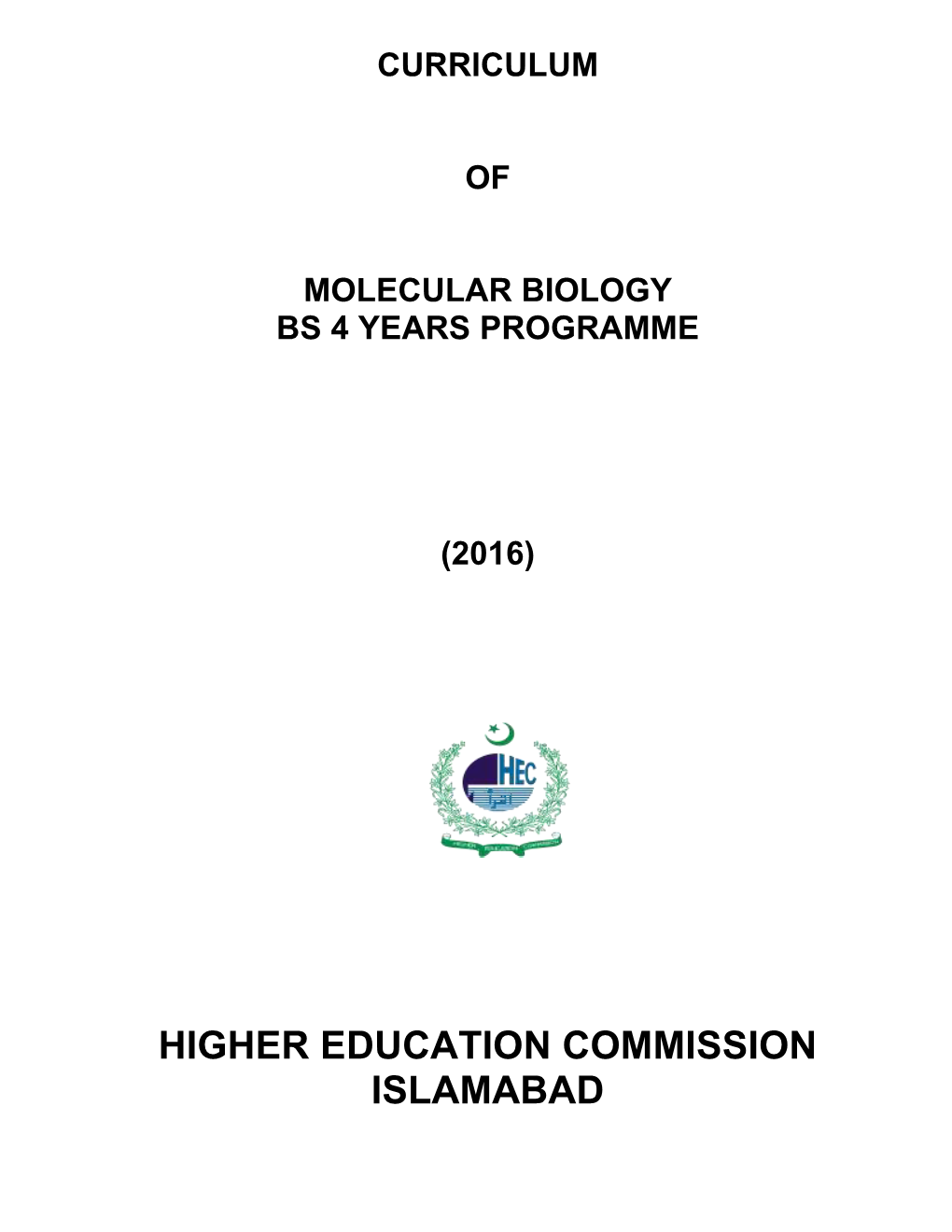 Molecular Biology Bs 4 Years Programme