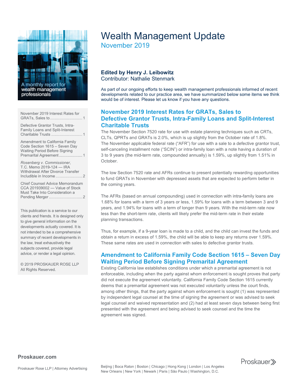 Wealth Management Update November 2019