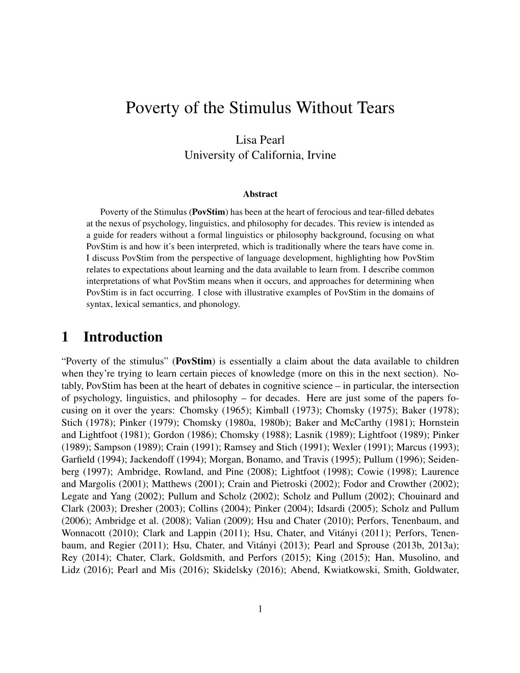 Poverty of the Stimulus Without Tears