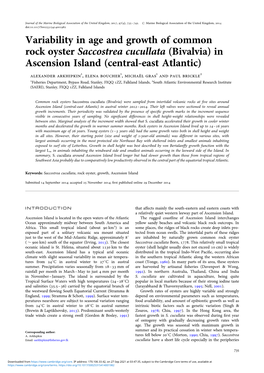 Variability in Age and Growth of Common Rock Oyster Saccostrea