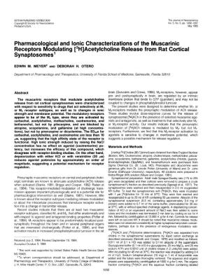 Pharmacological and Ionic Characterizations of the Muscarinic Receptors Modulating [3H]Acetylcholine Release from Rat Cortical Synaptosomes’
