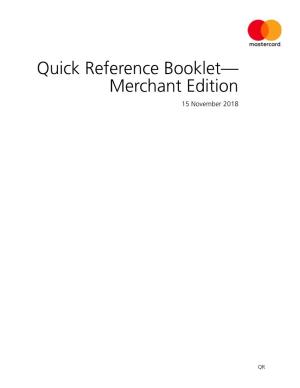 Quick Reference Booklet—Merchant Edition • 15 November 2018 2 Contents
