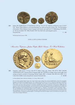 Marvelous Vespasian Judaea Capta Gold Aureus - Ex Hunt Collection