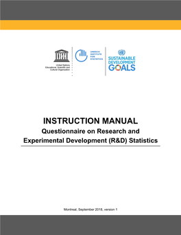 INSTRUCTION MANUAL Questionnaire on Research and Experimental Development (R&D) Statistics