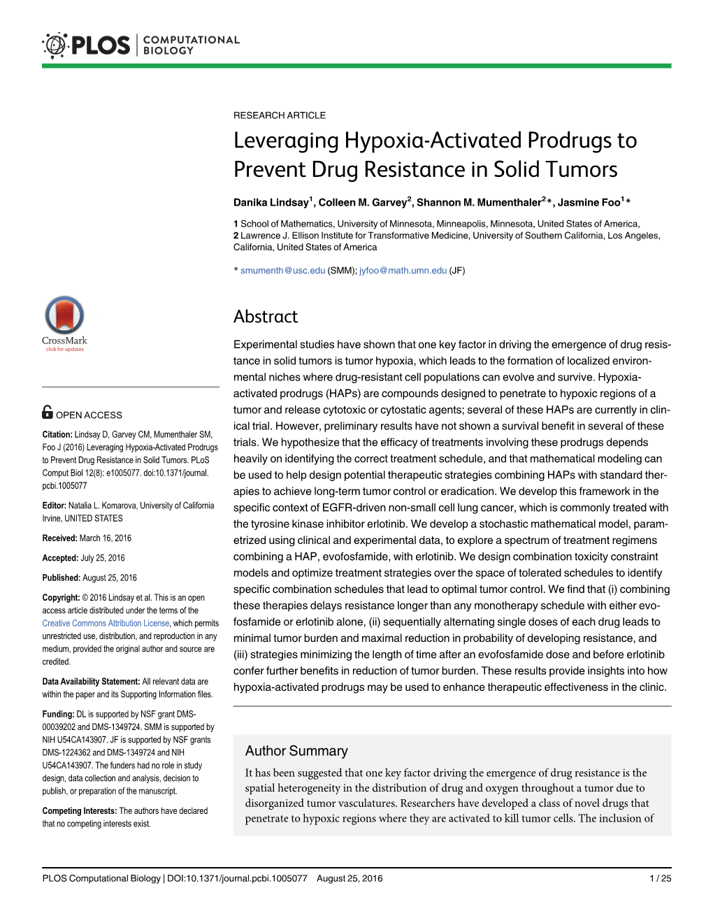 Leveraging Hypoxia-Activated Prodrugs to Prevent Drug Resistance in Solid Tumors