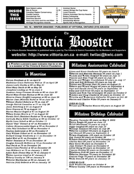 No. 16 – Winter 2004/2005 • Published at Vittoria, Ontario (519) 426-0234