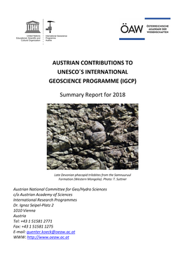 Austrian Contributions to UNESCO's IGCP 2018