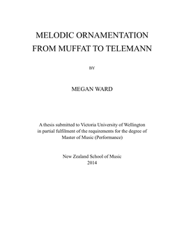 Melodic Ornamentation from Muffat to Telemann