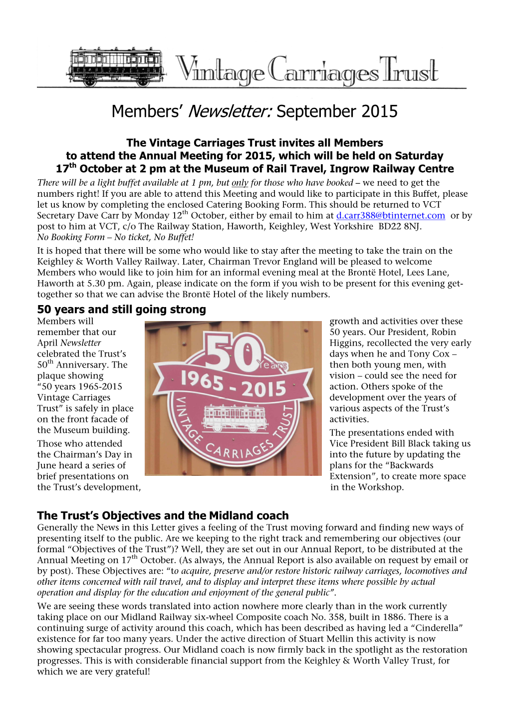 Members' Newsletter: September 2015