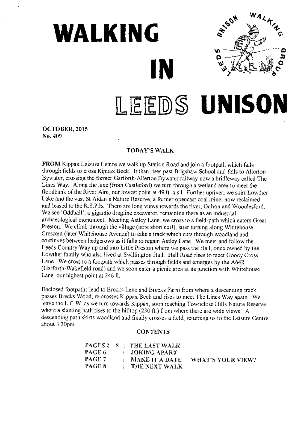 Watkrrllg S Ç V) -.'- ' Î, O in 9O T Ff LEEDS Utulsotu October,2015 No.409