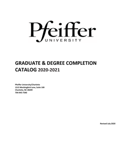 Graduate & Degree Completion Catalog 2020-2021