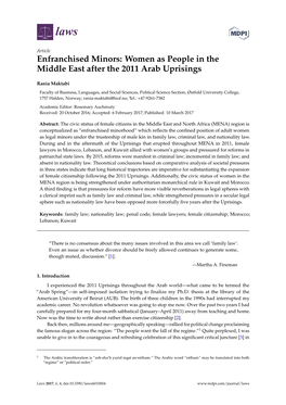 Women As People in the Middle East After the 2011 Arab Uprisings