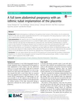 A Full Term Abdominal Pregnancy with an Isthmic Tubal Implantation of the Placenta