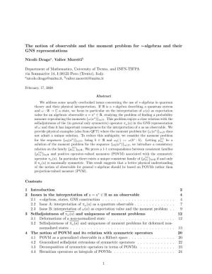 The Notion of Observable and the Moment Problem for ∗-Algebras and Their GNS Representations