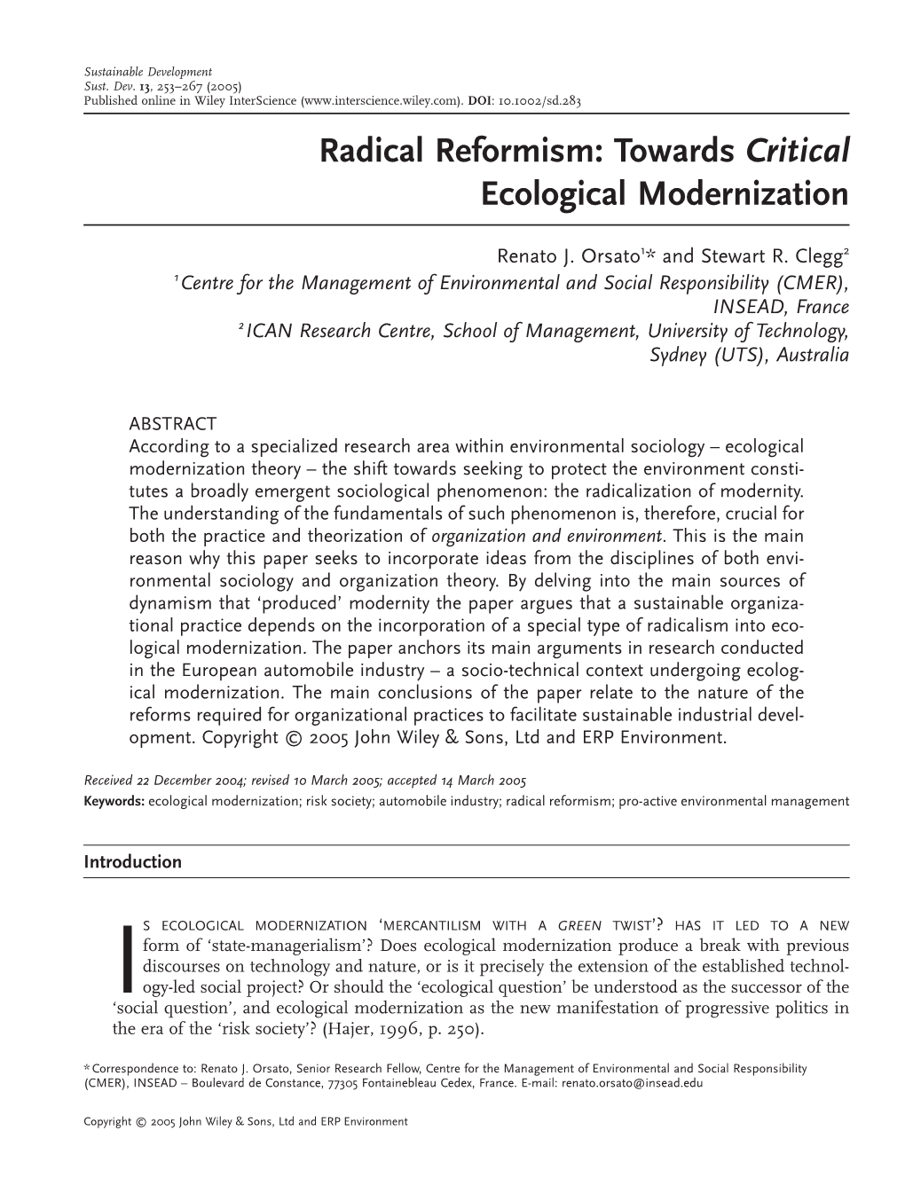Radical Reformism: Towards Critical Ecological Modernization