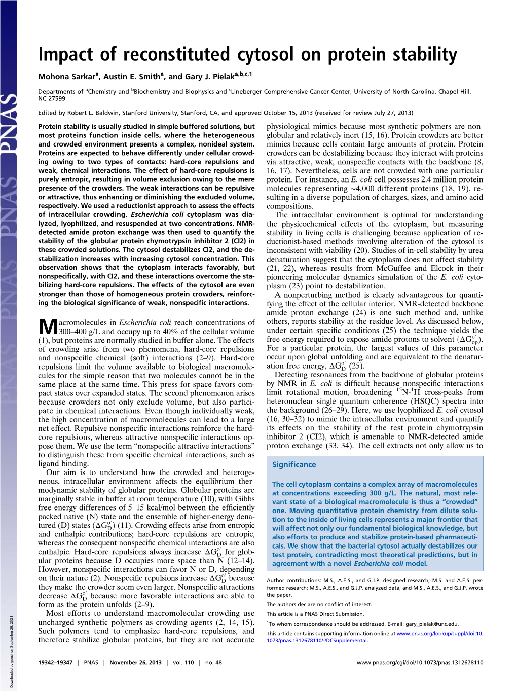 Impact of Reconstituted Cytosol on Protein Stability