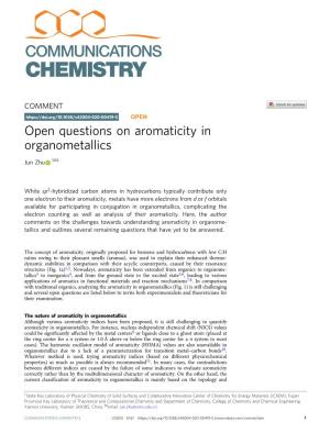 Open Questions on Aromaticity in Organometallics