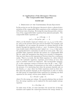 11–Applications of the Divergence Theorem: the Compressible Euler Equations