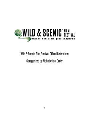 Wild & Scenic Film Festival Offical Selections Categorized By