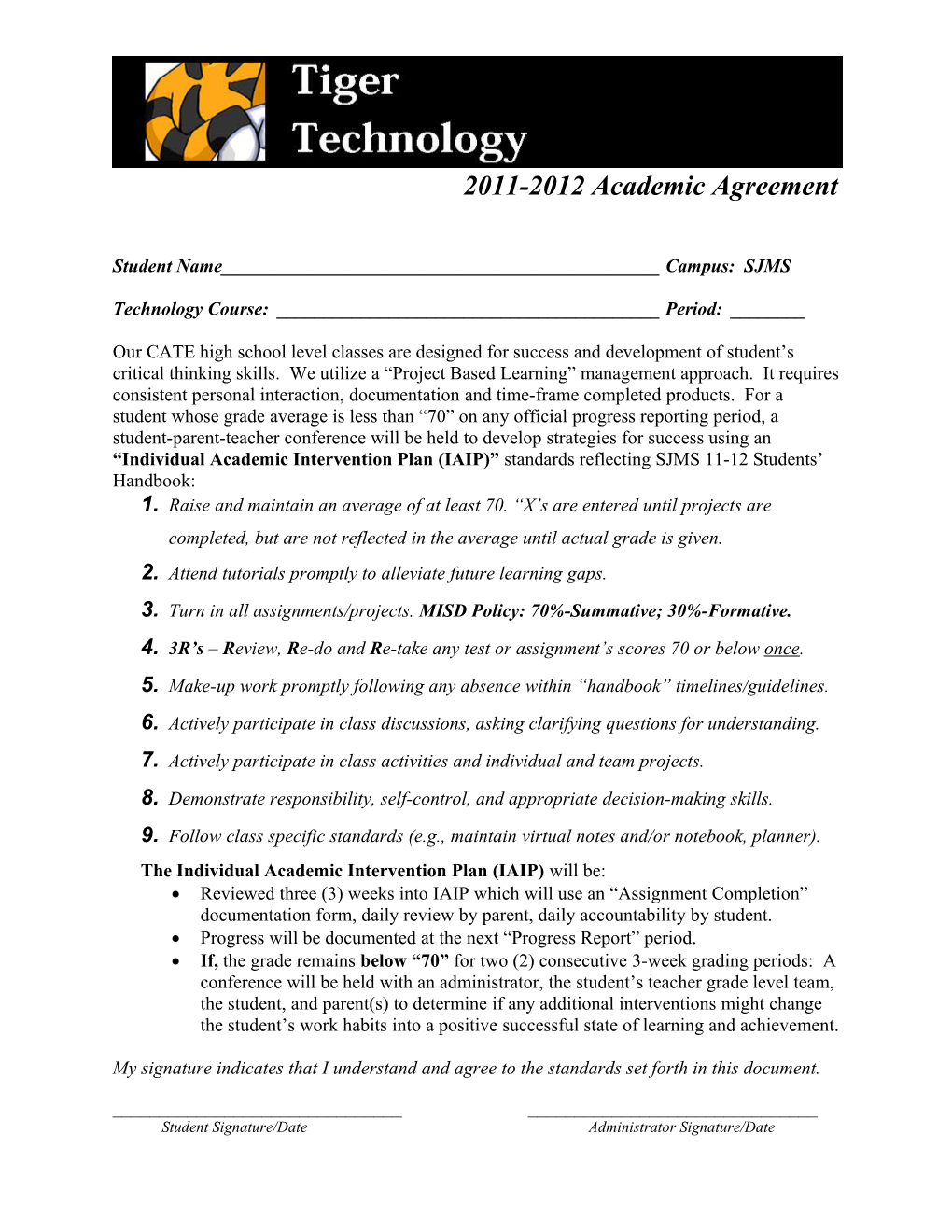 2011-2012 Academic Agreement