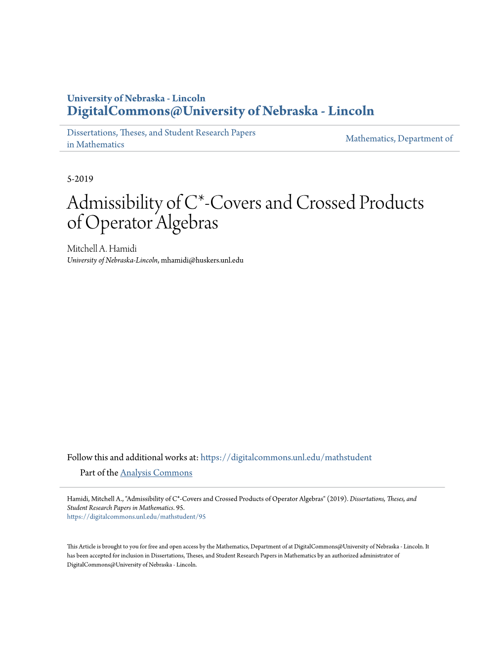 Covers and Crossed Products of Operator Algebras Mitchell A