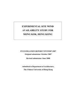 Experimental Site Wind Availability Study for Mong