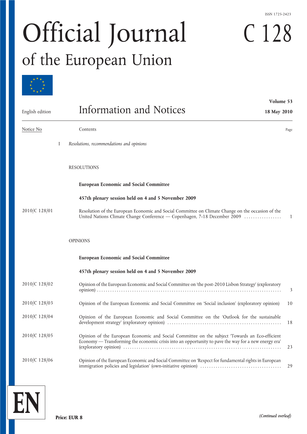 Official Journal C 128 of the European Union