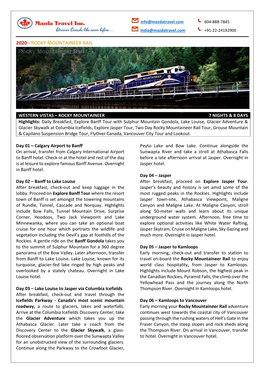 2020 - Rocky Mountaineer Rail