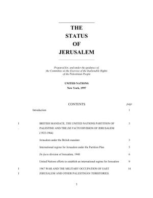 The Status of Jerusalem ______