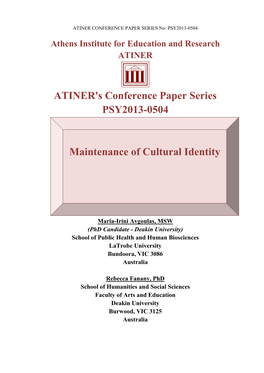 ATINER's Conference Paper Series PSY2013-0504 Maintenance Of