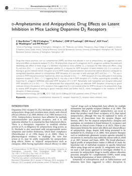 D-Amphetamine and Antipsychotic Drug Effects on Latent Inhibition in Mice Lacking Dopamine D2 Receptors