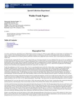 Waldo Frank Papers